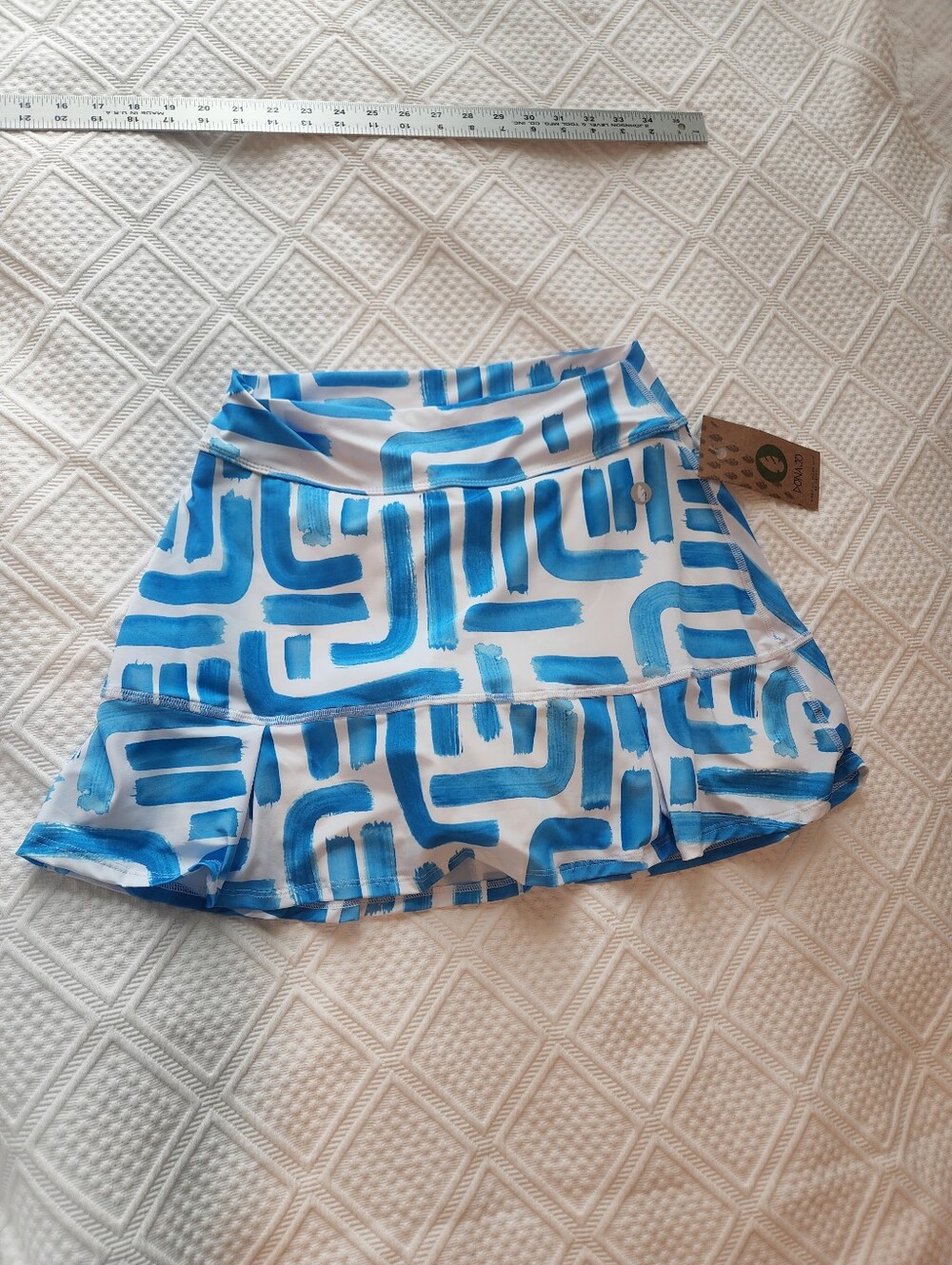 Blue Brushstroke Print Mini Skirt - Women's Active Skirt - Picture 2 of 7